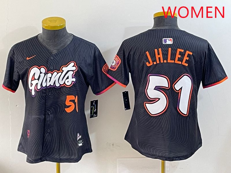 Women San Francisco Giants #51 J.H.Lee Black Joint Name Nike 2025 MLB Jersey style 5->women mlb jersey->Women Jersey